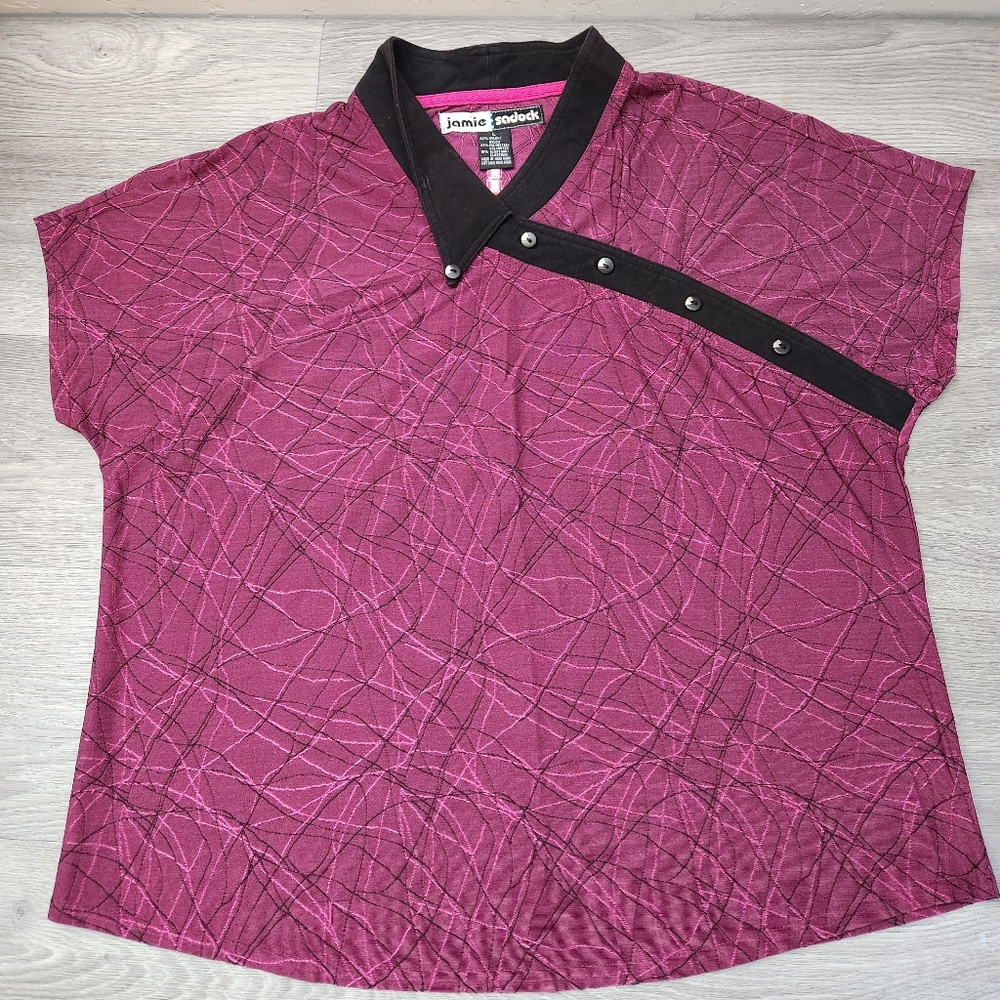 Jaime‎ Sadock Pink Top Size L Golf Tennis Streatchy V Neck Slinky Sports Active